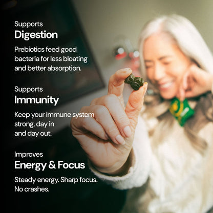 Gruns Adult Super Greens Multivitamin Gummies, Superfood Gummy Vitamins for Women and Men with Spirulina, Chlorella, Adaptogens & Prebiotic Fiber for Digestive Health (28 Count)
